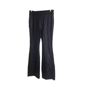 Serra Womens Black Faux Leather Flare Pants High Rise Bell Bottom Medium